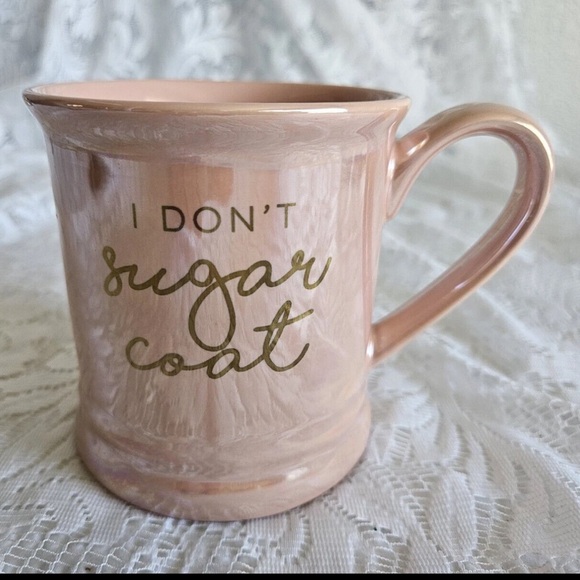 Clay Art "I Don't Sugar Coat" Pearl Pink Heavy Coffee Mug Cup - Picture 1 of 5